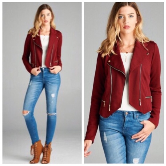 Jackets & Blazers - LAST: Small Wine Moto Jacket